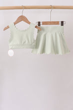 Green Scalloped Yoga Skorts Set - ARIA KIDS