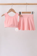 Pink Scalloped Yoga Skorts Set - ARIA KIDS