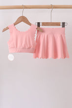 Pink Scalloped Yoga Skorts Set - ARIA KIDS