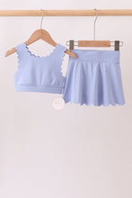 Violet Scalloped Yoga Skorts Set - ARIA KIDS