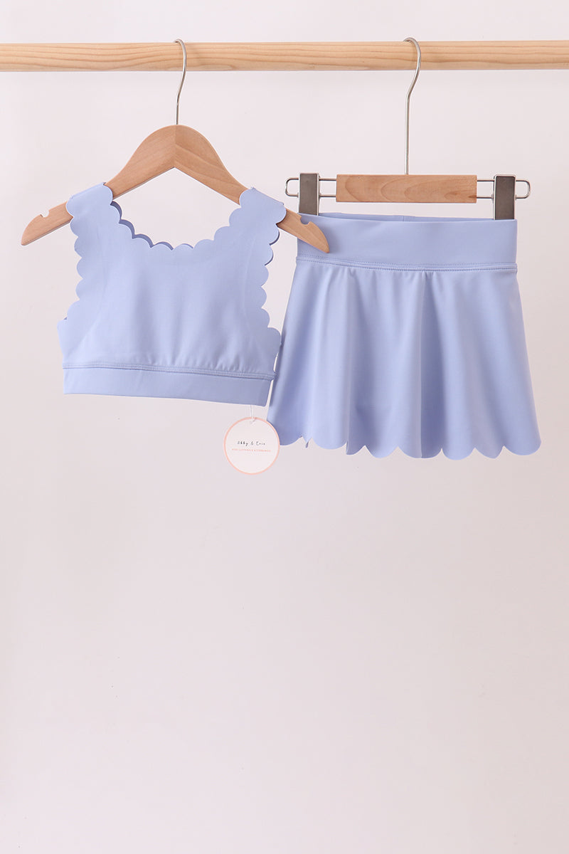 Violet Scalloped Yoga Skorts Set - ARIA KIDS