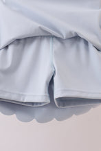 Blue Scalloped Yoga Skorts Set - ARIA KIDS