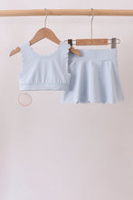 Blue Scalloped Yoga Skorts Set - ARIA KIDS