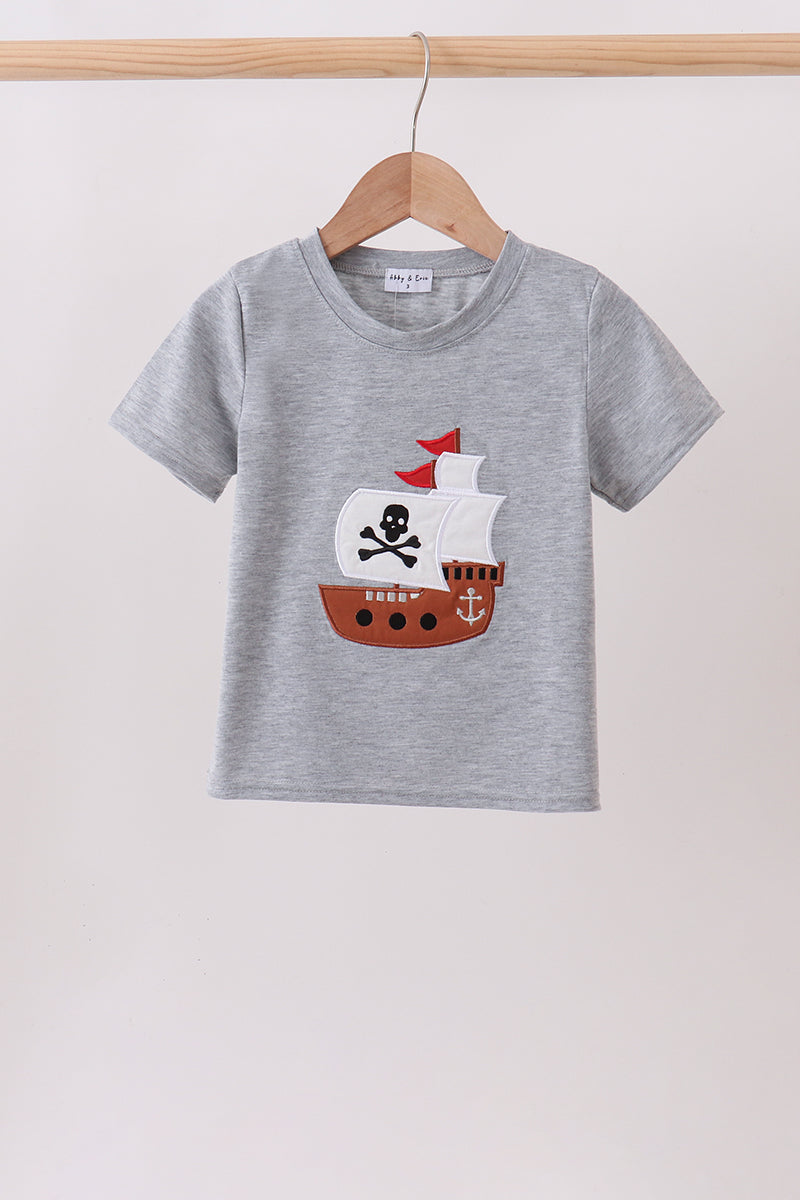 Gray Ship Applique Top - ARIA KIDS