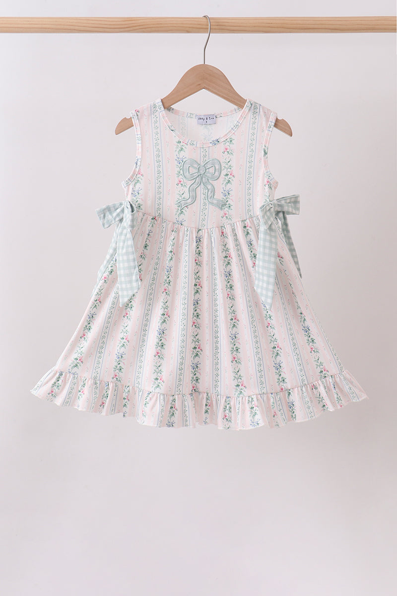 Bow Floral Applique Dress - ARIA KIDS