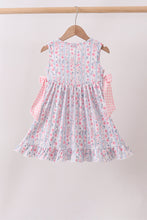 Pink Floral Bow Applique Bow Dress