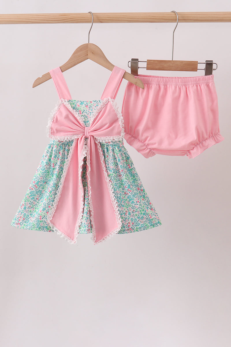 Pink Bow Floral Bloomer Set - ARIA KIDS