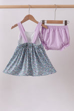 Purple floral print bow bloomer set - ARIA KIDS