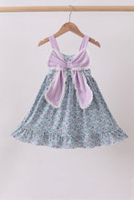 Purple floral print bow ruffle dress - ARIA KIDS