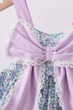 Purple floral print bow ruffle dress - ARIA KIDS