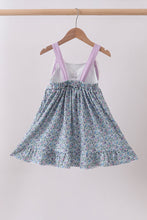 Purple floral print bow ruffle dress - ARIA KIDS