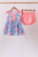 Pink tropical floral print ruffle bow bloomer set - ARIA KIDS