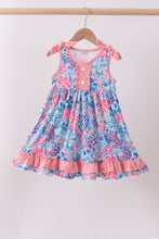 Pink tropical floral print ruffle dress - ARIA KIDS