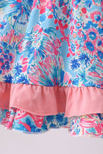 Pink tropical floral print ruffle dress - ARIA KIDS