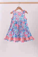 Pink tropical floral print ruffle dress - ARIA KIDS