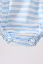 Blue Fire Engine Stripe Embroidered Bubble