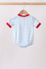 Blue Fire Engine Stripe Embroidered Bubble