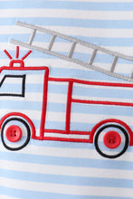 Blue Fire Engine Stripe Embroidered Set - ARIA KIDS