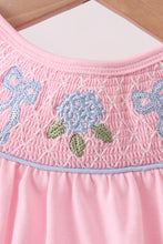 Pink Hydrangea Bow Smocked Bubble - ARIA KIDS