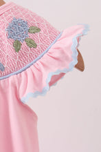 Pink Hydrangea Bow Smocked Bubble - ARIA KIDS