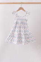 Blue Floral Ruffle Dress - ARIA KIDS