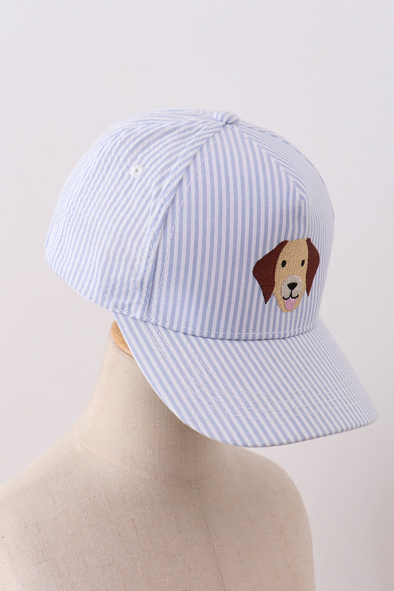 Puppy Embroidered Seersucker Cap - ARIA KIDS