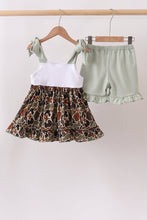 Camo Hunting Embroidered Ruffle Shorts Set - ARIA KIDS