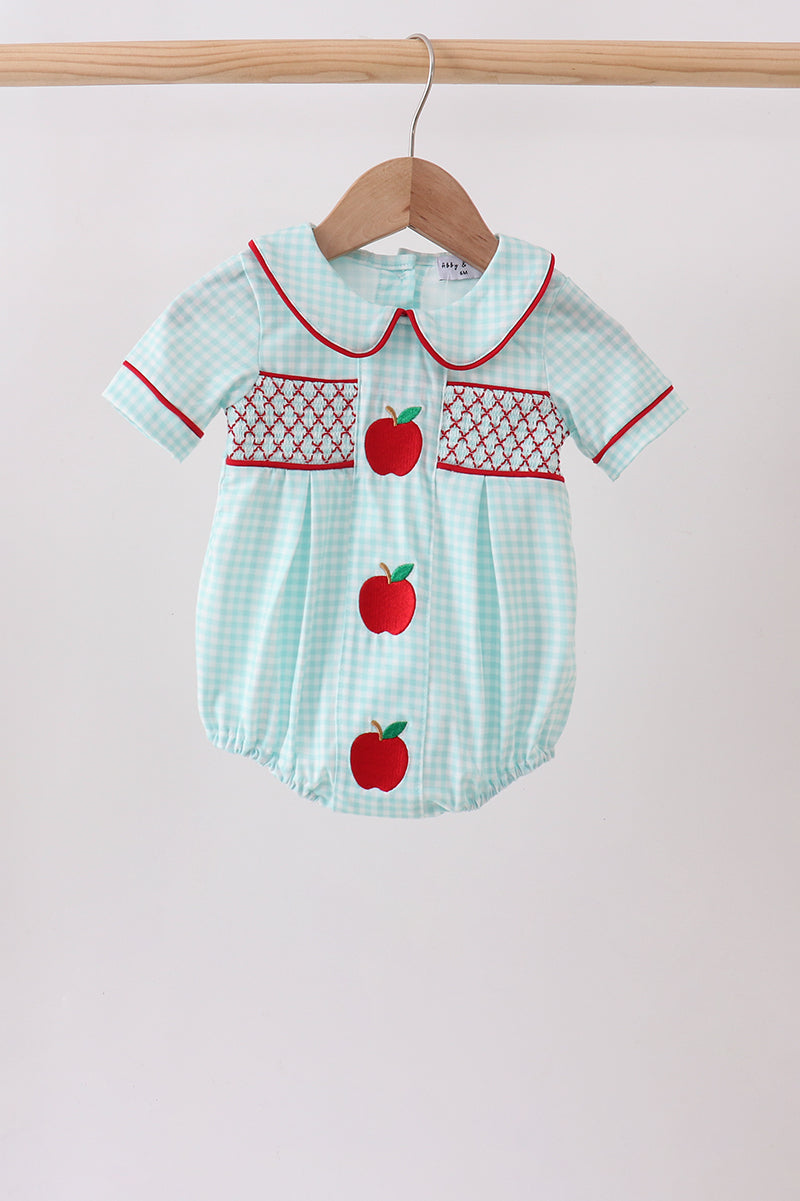 Blue Apple Smocked Bubble - ARIA KIDS
