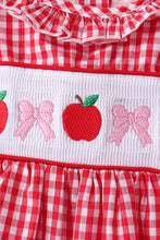 Red Apple Bow Smocked Gingham Ruffle Shorts Set - ARIA KIDS