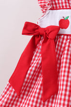 Red Apple Bow Smocked Gingham Ruffle Shorts Set - ARIA KIDS