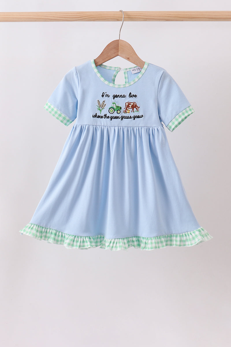 Blue Farm Embroidered Dress - ARIA KIDS