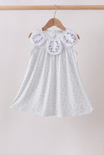 Blue Floral Embroidered Dress - ARIA KIDS