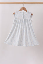 Blue Floral Embroidered Dress - ARIA KIDS
