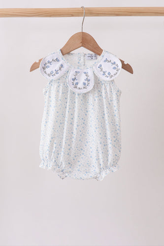 Blue Floral Embroidered Bubble - ARIA KIDS