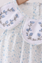 Blue Floral Embroidered Bubble - ARIA KIDS