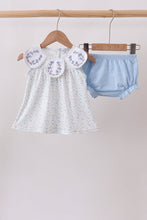 Blue Floral Embroidered Bloomer Set - ARIA KIDS