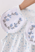 Blue Floral Embroidered Bloomer Set - ARIA KIDS