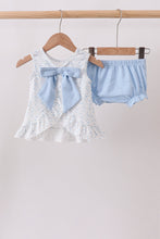 Blue Floral Smocked Ruffle Bloomer Set - ARIA KIDS