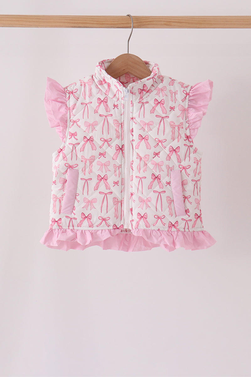 Pink bow ruffle vest - ARIA KIDS