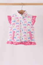 Hot pink bow ruffle vest - ARIA KIDS
