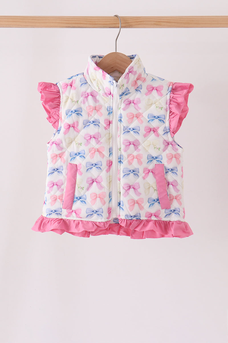 Hot pink bow ruffle vest - ARIA KIDS