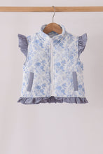 Blue floral ruffle vest - ARIA KIDS