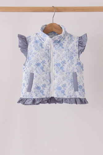Blue floral ruffle vest - ARIA KIDS