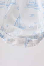Blue Sailboat Smocked Ruffle Bubble - ARIA KIDS