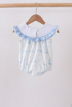 Blue Sailboat Smocked Ruffle Bubble - ARIA KIDS