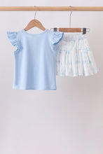 Blue Sailboat Embroidered Skorts Set - ARIA KIDS