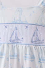 Blue Sailboat Smocked Ruffle Dress - ARIA KIDS