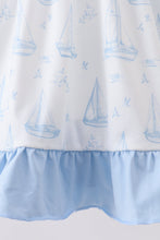 Blue Sailboat Smocked Ruffle Dress - ARIA KIDS