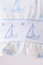 Blue Sailboat Smocked 2PC Swimsuit - ARIA KIDS