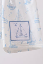 Blue Sailboat Embroidered Swim Trunks - ARIA KIDS